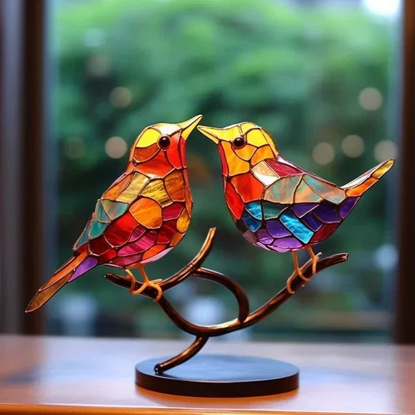 Vogelsculptuur van gekleurd glas – elegante decoratie handgemaakt