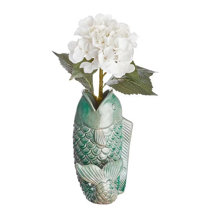 Vaas in Koi-vis-vorm van steengoed – decoratief kunstobject