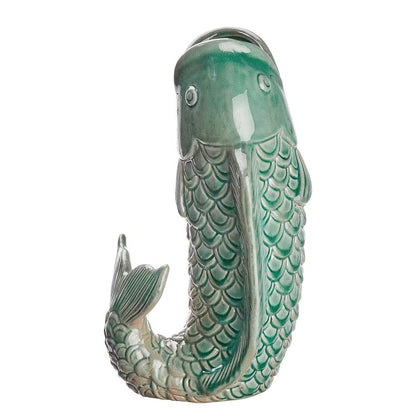 Vaas in Koi-vis-vorm van steengoed – decoratief kunstobject