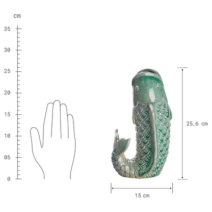 Vaas in Koi-vis-vorm van steengoed – decoratief kunstobject