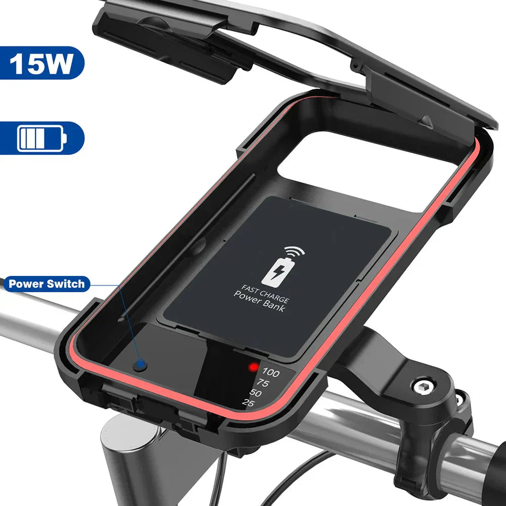 RideCharge – Waterdichte Fiets Telefoonhouder met Draadloos Opladen [50% Korting]