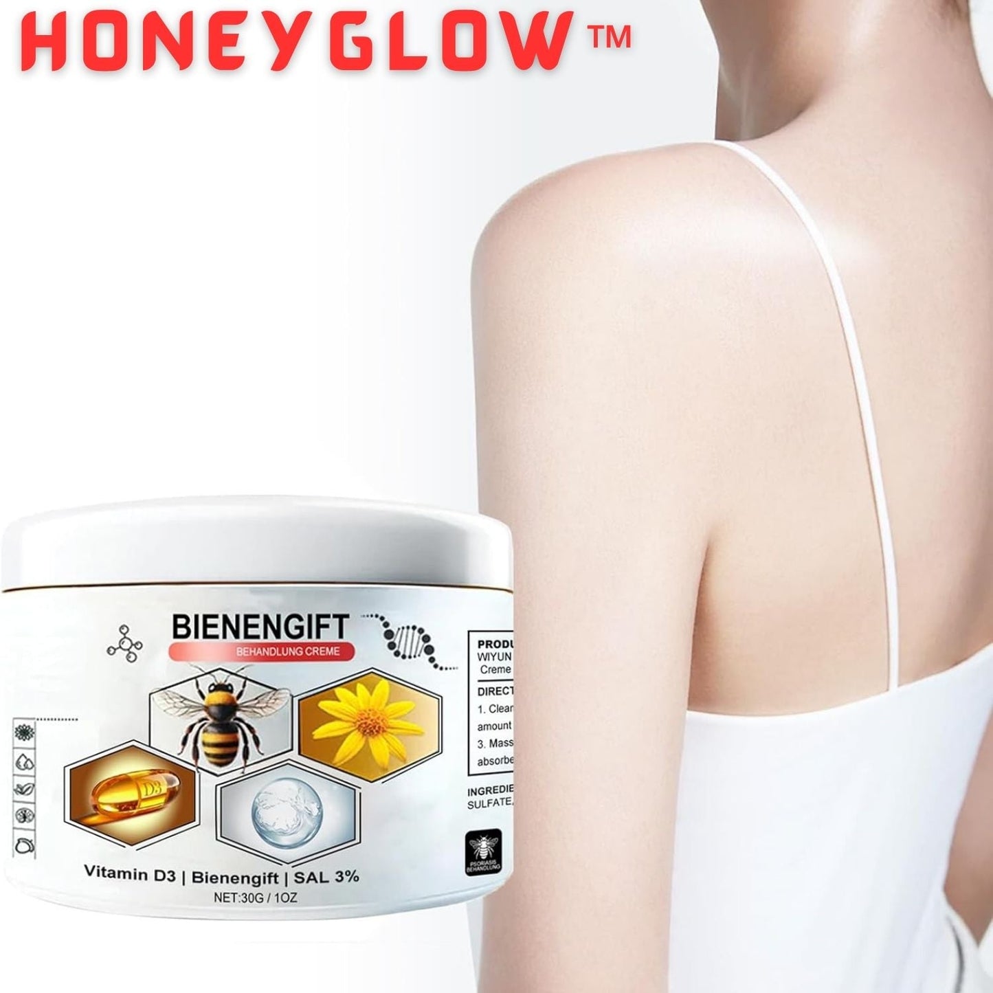 HoneyGlow™ Bijengif Crème – Kalmerende Huidverzorging [1+1 Gratis]