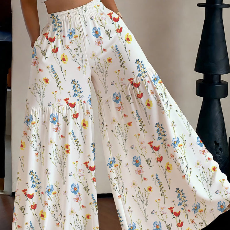 BloomLine™ Dames Hoge Taille Broek met Bloemenprint – Lichtgewicht & Comfortabel