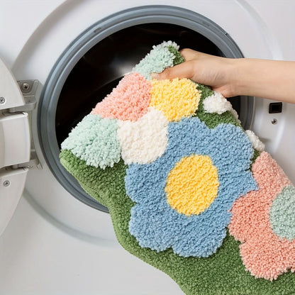 Absorberende badmat met bloemenpatroon – antislip & zacht