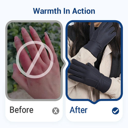 Maya™ – Warme handschoenen van synthetisch leer met verlengde manchet [50% korting]