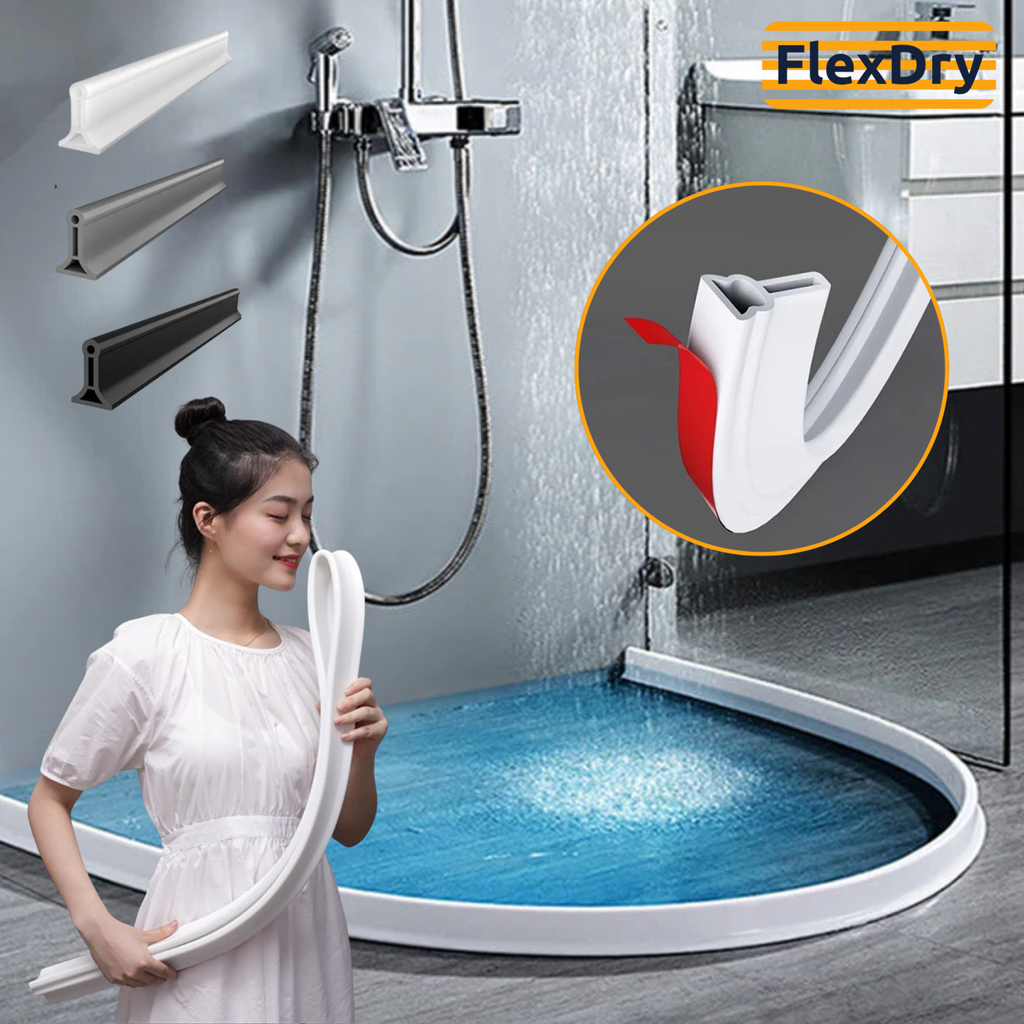 FlexDry Siliconen Doucheafdichting – Waterbestendig & Schimmelbestendig