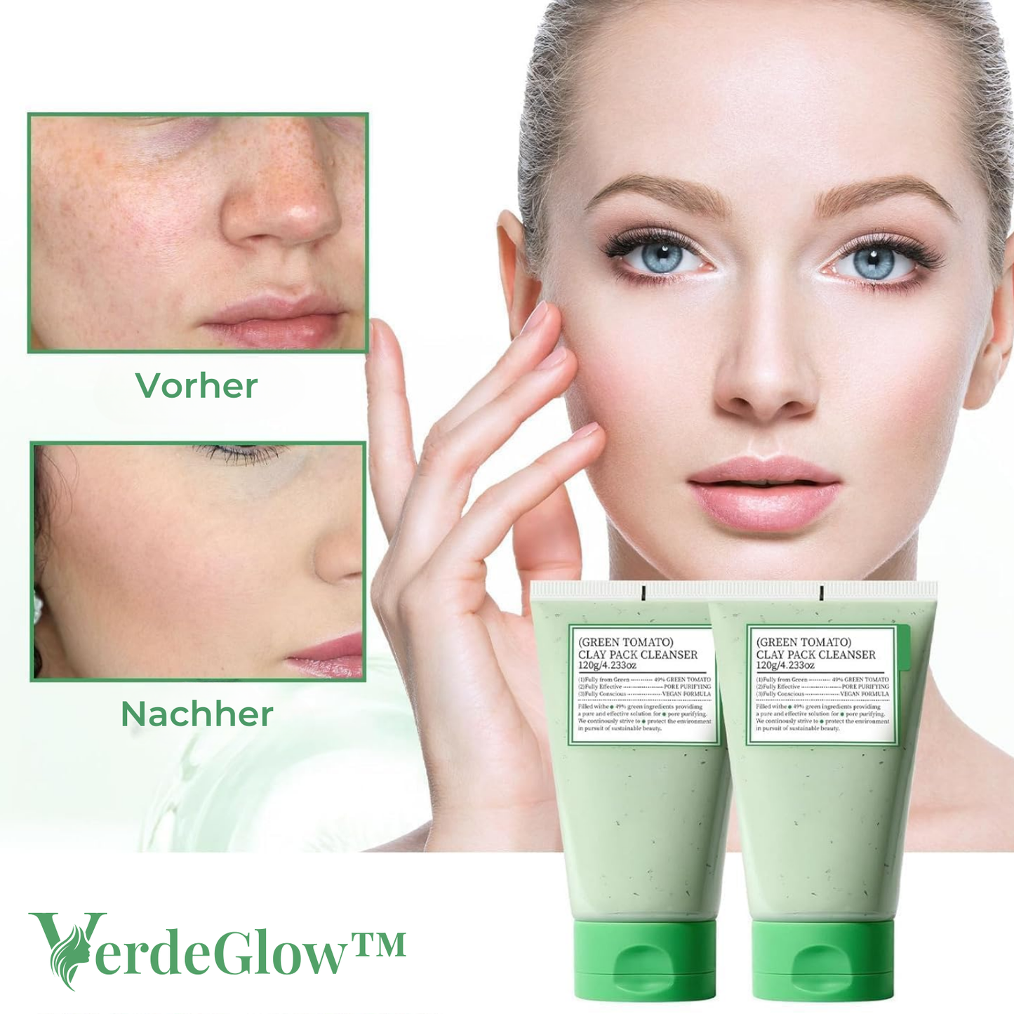VerdeGlow – Dieptereinigend Kleimasker voor een Heldere, Stralende Huid [1 + 1 Gratis]