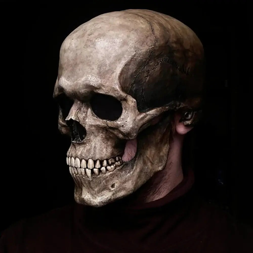 Realistische doodshoofdmasker met bewegende kaak voor Halloween