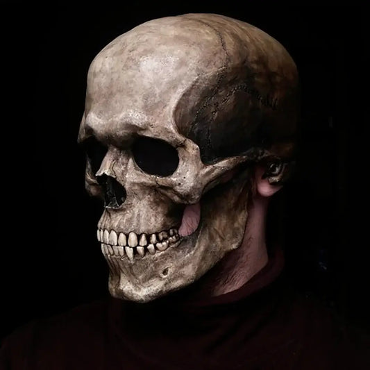 Realistische doodshoofdmasker met bewegende kaak voor Halloween