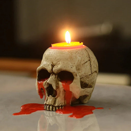 Kaarsenhouder van hars – Schedel decoratie voor Halloween & Gothic