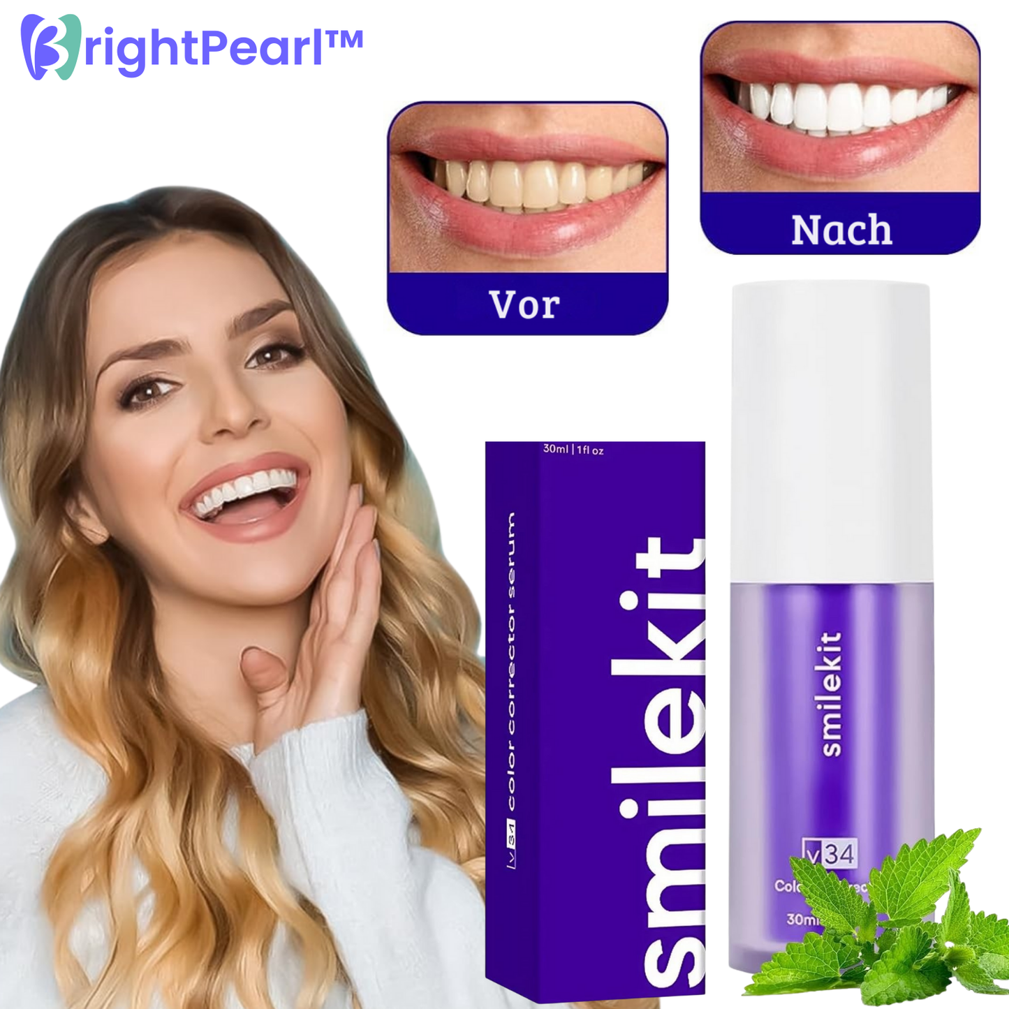 BrightPearl – Kleurcorrectie Serum voor stralend witte tanden [1 + 1 Gratis]