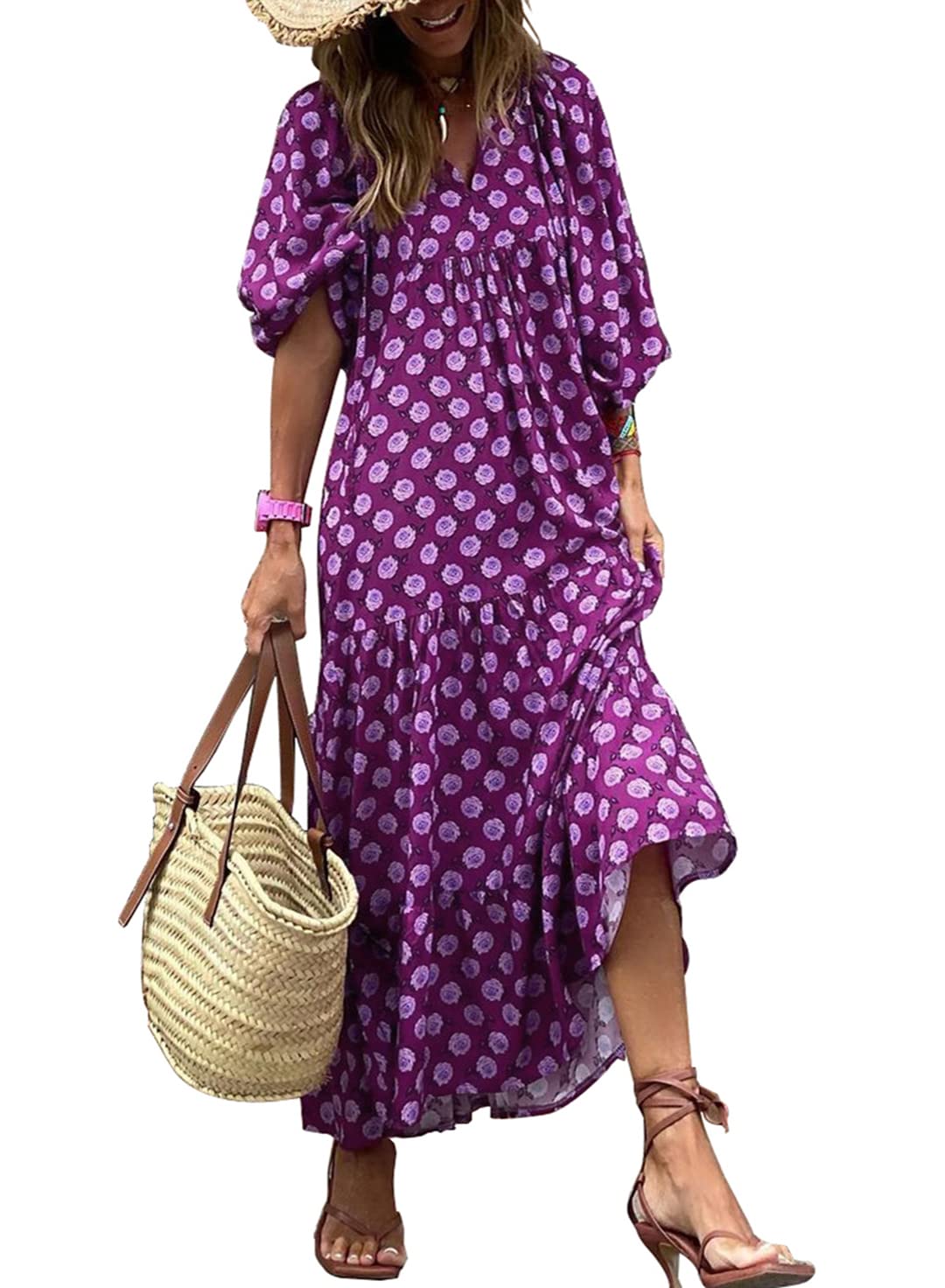 50% Korting | Stella™ – Dames Maxi-jurk met Pofmouwen [Laatste dag korting]