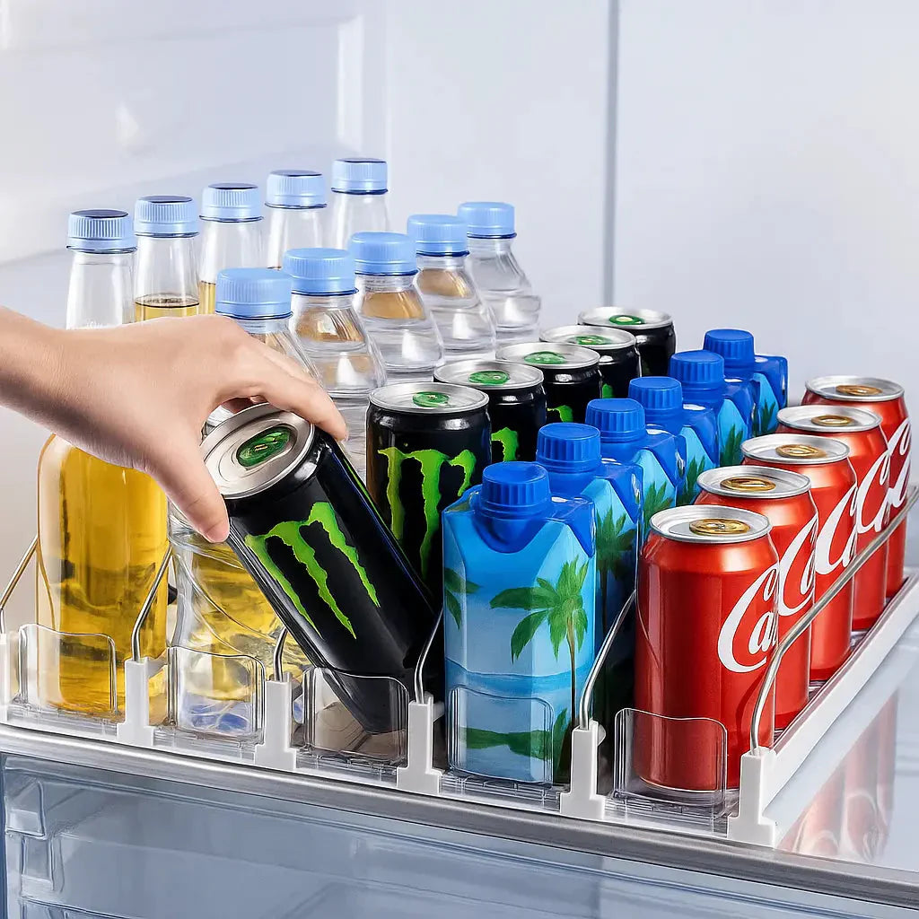Organizer™ - Drankenopberger met uitwerpmechanisme - voor koelkast & opbergrek [50% Korting]