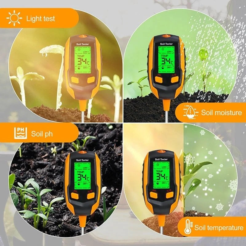 SmartGrow™ – 4-in-1 Bodemmeetsysteem voor Vocht, pH, Licht & Temperatuur