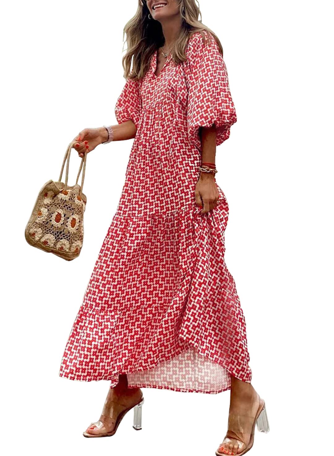 50% Korting | Stella™ – Dames Maxi-jurk met Pofmouwen [Laatste dag korting]