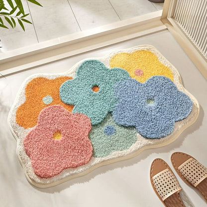 Absorberende badmat met bloemenpatroon – antislip & zacht