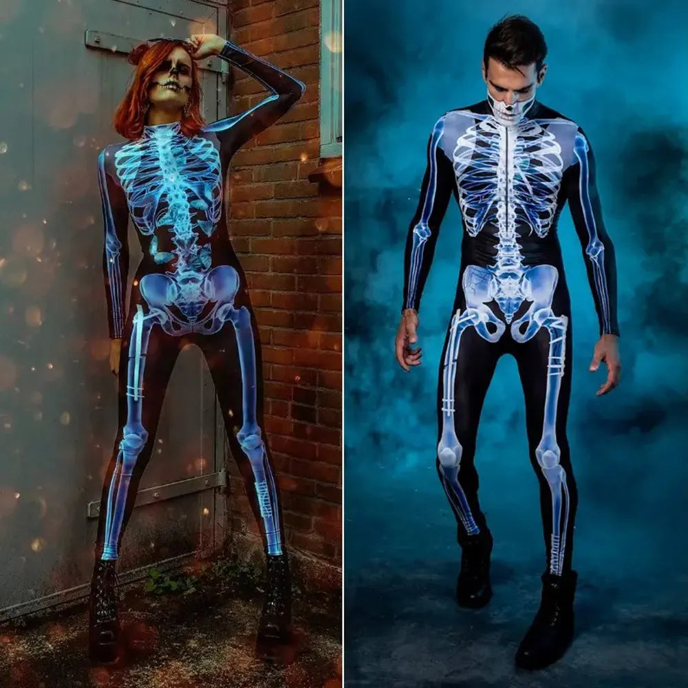 Skelet Ganzlichaamspak met Röntgen Motief – Halloween Kostuum Bodysuit