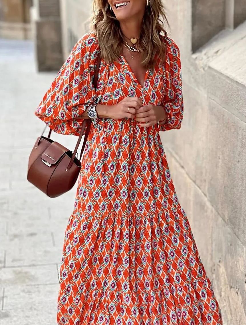 50% Korting | Stella™ – Dames Maxi-jurk met Pofmouwen [Laatste dag korting]