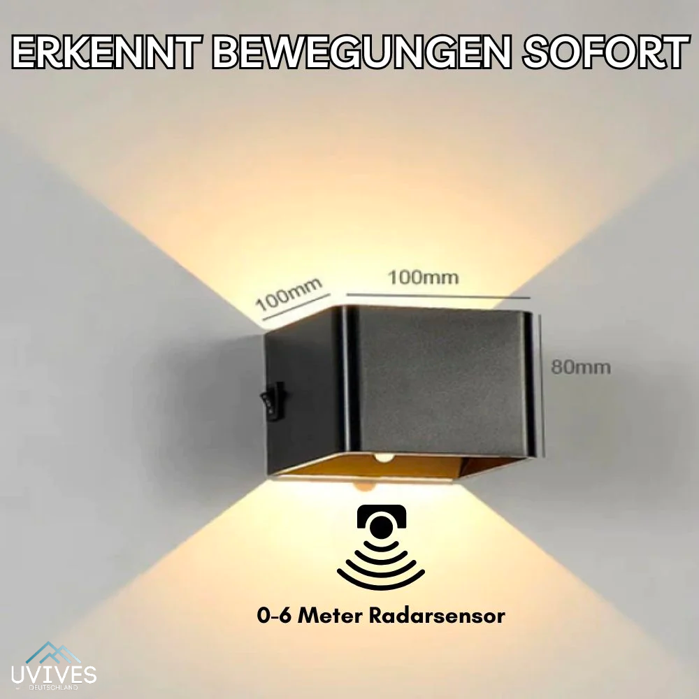 Draadloze wandlamp met bewegingssensor en kubusvormig design