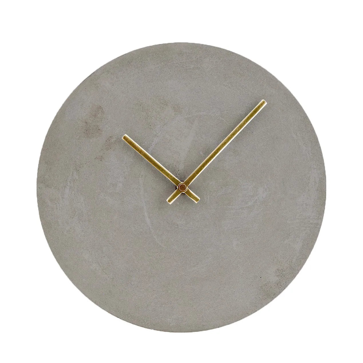 Minimalistische Betonnen Wandklok met Messing Wijzers – Scandinavisch Design