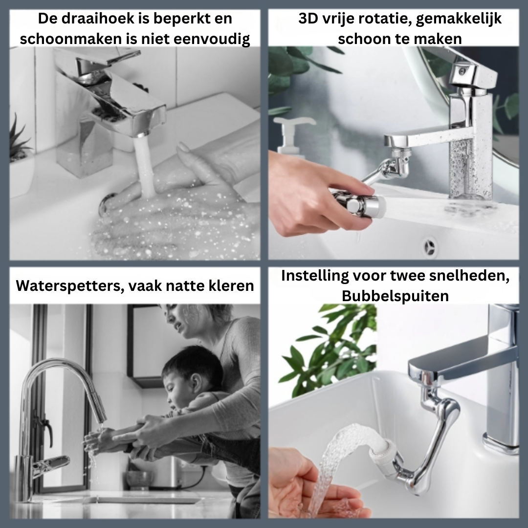 TwistTap™ – 1080° Draaibare Verlengkraan voor Flexibele Waterstroming