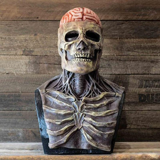 Latex doodshoofdmasker met hersenen – Realistisch Halloween-horrormasker