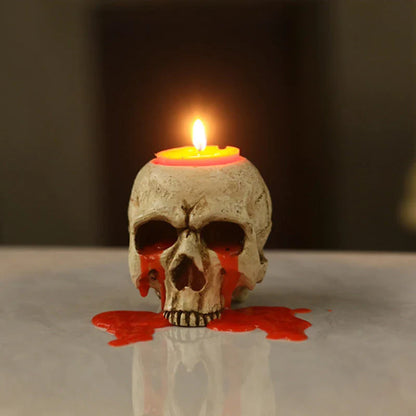 Kaarsenhouder van hars – Schedel decoratie voor Halloween & Gothic