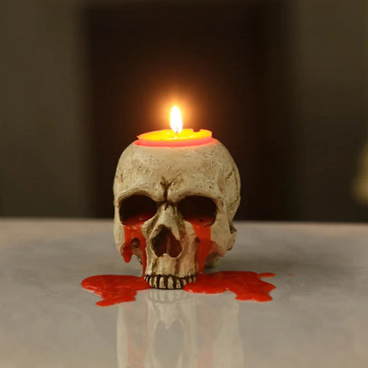 Kaarsenhouder van hars – Schedel decoratie voor Halloween & Gothic