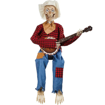 Geanimeerde Halloween skeletten met banjo - bewegingssensor decoratie
