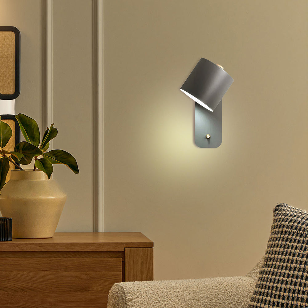 Zwenkbare cilindrische wandlamp met 180° rotatie voor leeslicht