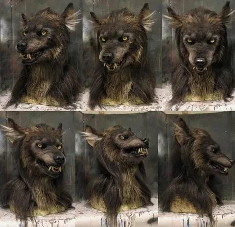Realistische weerwolfmasker van siliconen en kunstbont voor Halloween