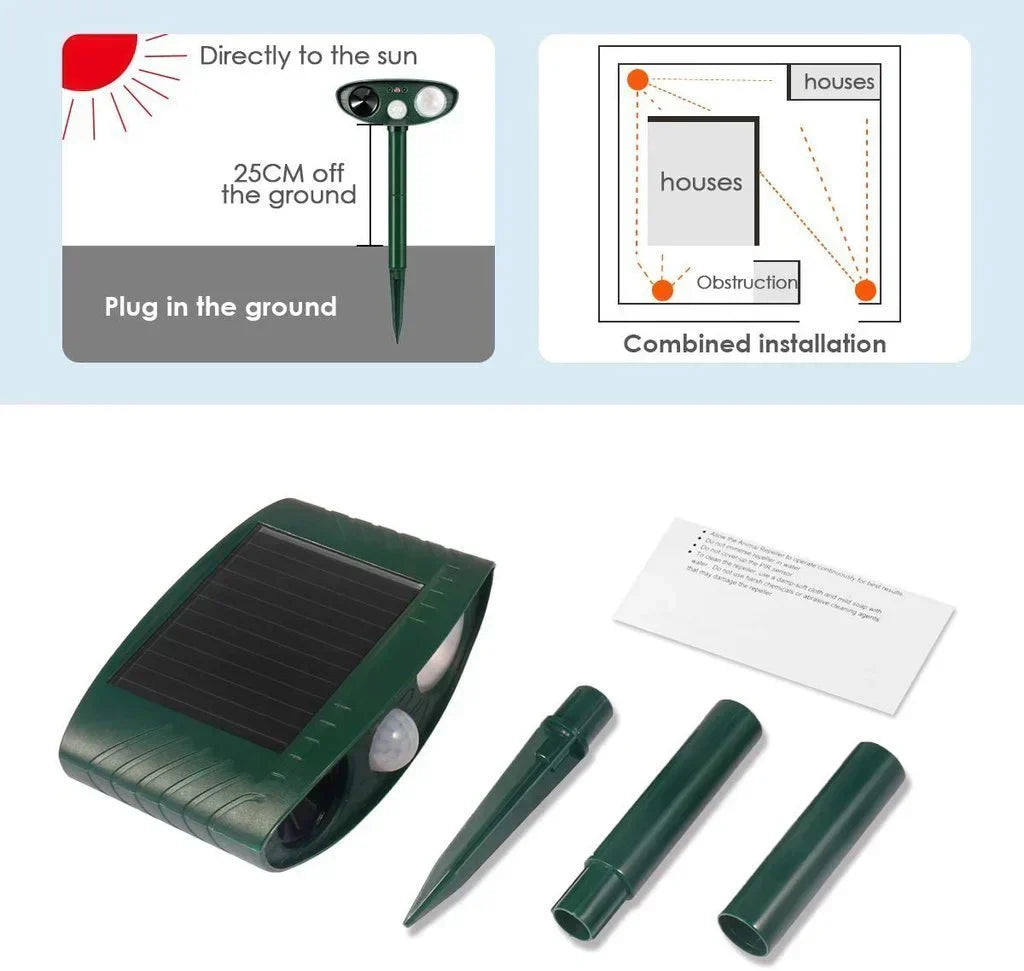 DeerShield – Zonne-aangedreven Ultrasoon Dierenafweermiddel voor Tuin
