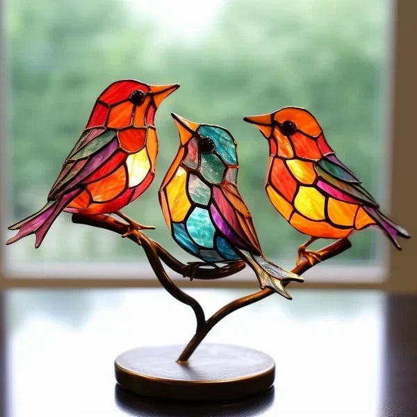 Vogelsculptuur van gekleurd glas – elegante decoratie handgemaakt