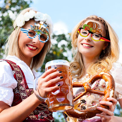 Oktoberfest Fotobrillen Set – 12 kleurrijke papieren fotorequisiten