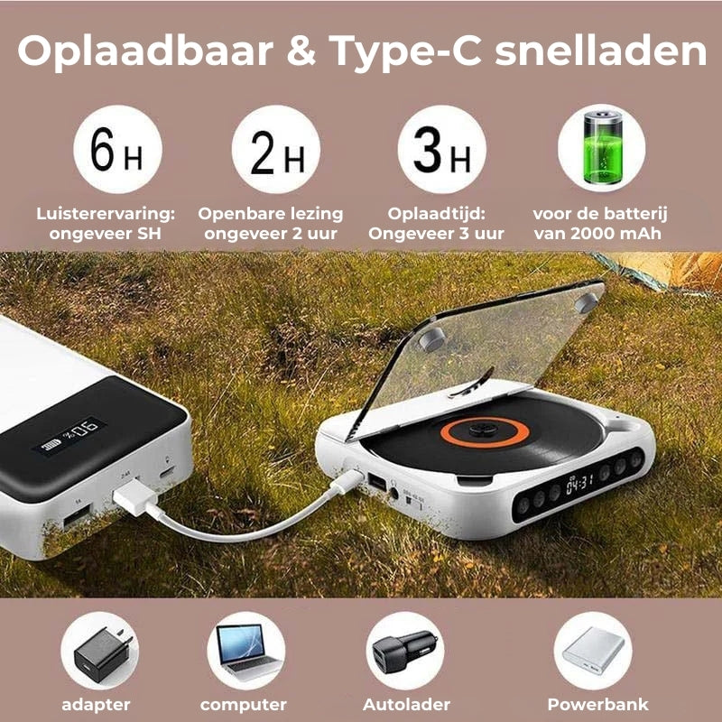 EveryMusic™ – Draagbare CD-speler met Bluetooth | Kristalhelder Geluid