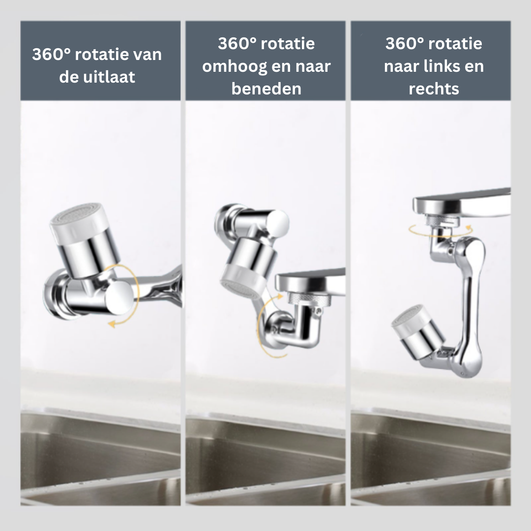 TwistTap™ – 1080° Draaibare Verlengkraan voor Flexibele Waterstroming