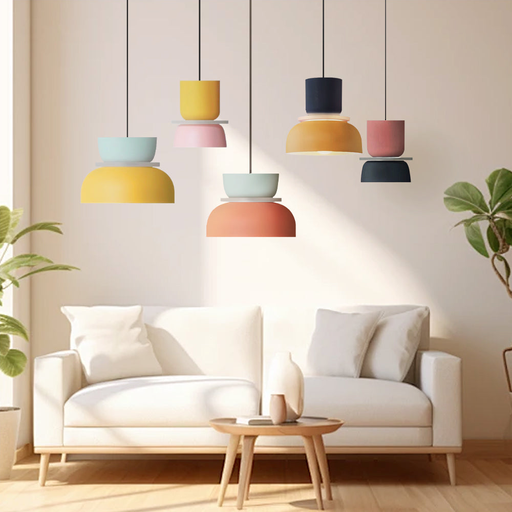 Noordse hanglamp met kleurblok-design voor moderne ruimtes