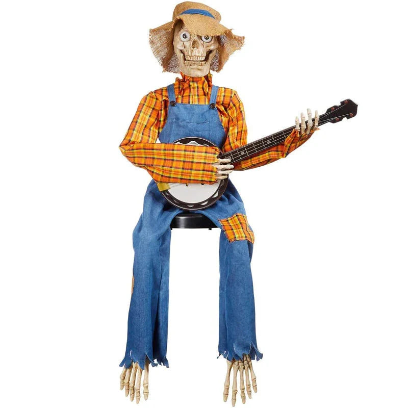 Geanimeerde Halloween skeletten met banjo - bewegingssensor decoratie
