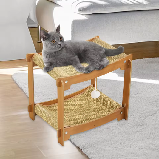 PawVilla™ – 2-laagse kattenkrabpaal, luxe rustplek & stijlvol krabmeubel voor katten [50% Korting]