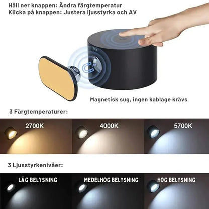 Draadloze LED-wandlamp met draaibare kop en USB-C accu