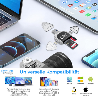Byteport – 4-in-1 SD-kaartlezer voor moeiteloze datatransfer [50% korting]