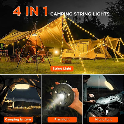 4-in-1 Kampeerlamp met RGB-licht, Zaklamp en Powerbank