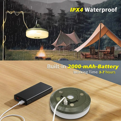 4-in-1 Kampeerlamp met RGB-licht, Zaklamp en Powerbank