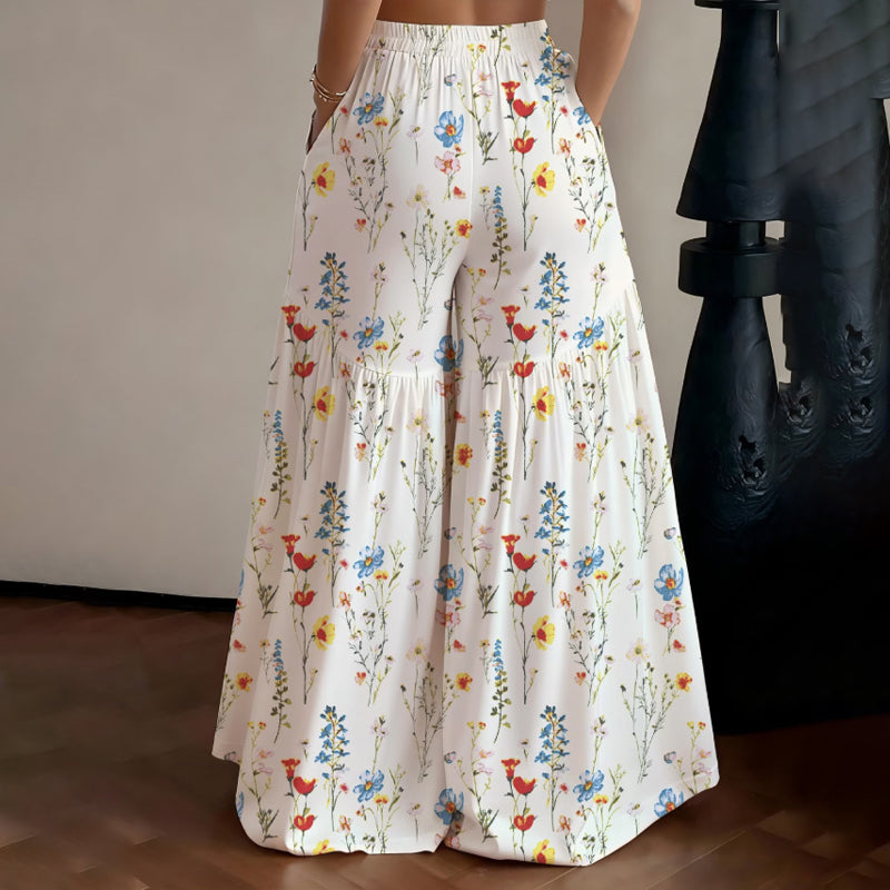 BloomLine™ Dames Hoge Taille Broek met Bloemenprint – Lichtgewicht & Comfortabel