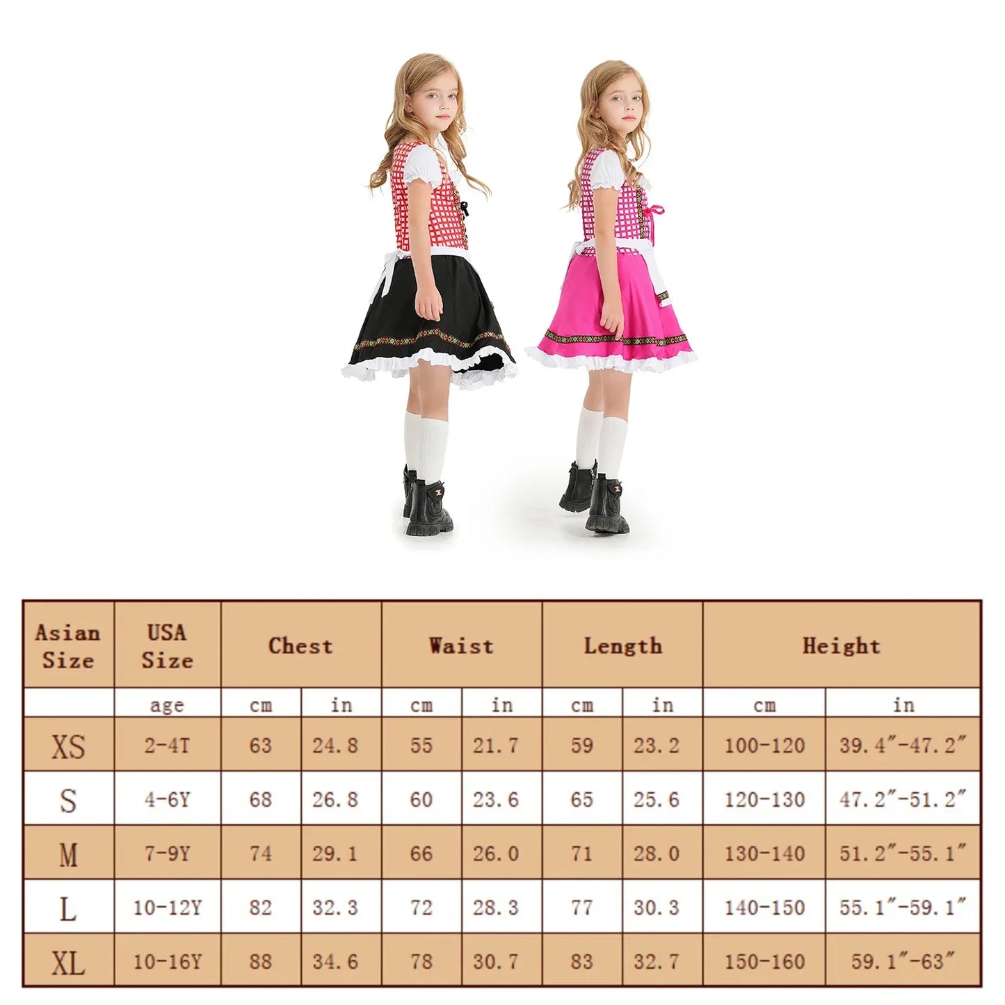 Meisjes Dirndl met Schort – Traditionele Beierse Kinderdirndl
