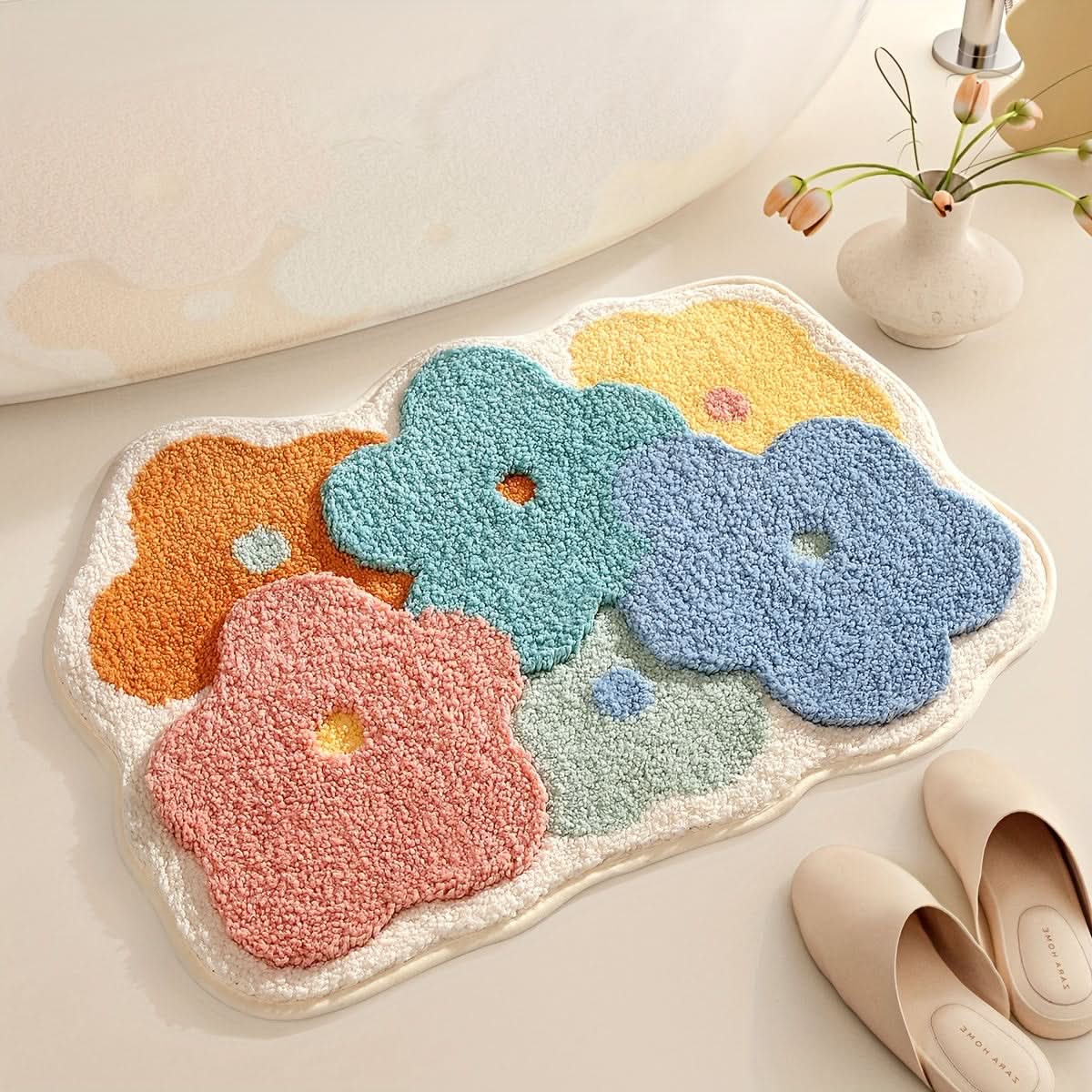 Absorberende badmat met bloemenpatroon – antislip & zacht