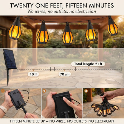 FlameGlow – Op zonne-energie werkende LED-lichtsnoer met vlameffect | 50% korting