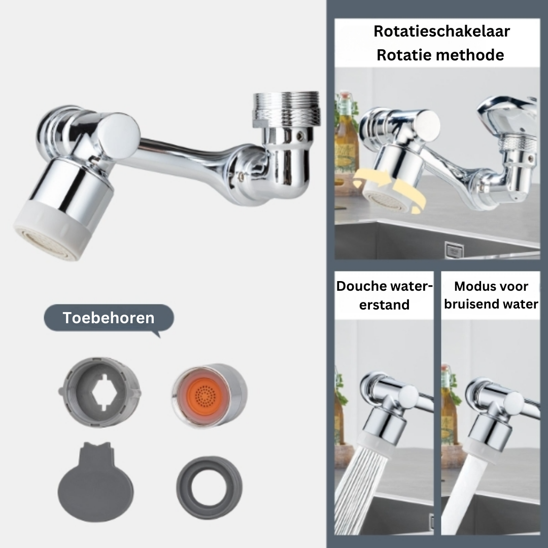 TwistTap™ – 1080° Draaibare Verlengkraan voor Flexibele Waterstroming