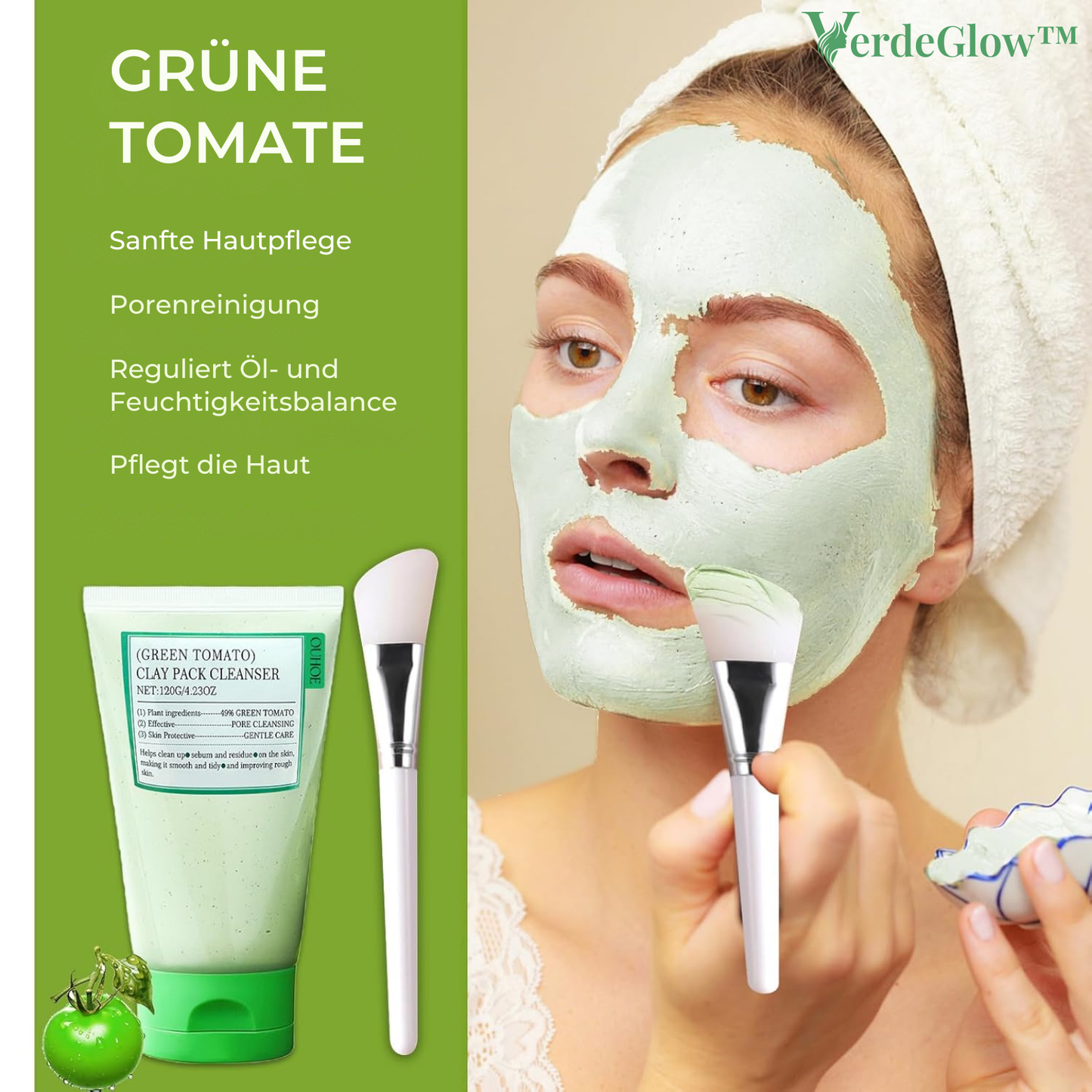 VerdeGlow – Dieptereinigend Kleimasker voor een Heldere, Stralende Huid [1 + 1 Gratis]