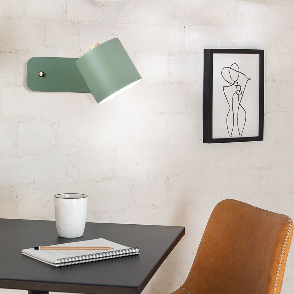 Zwenkbare cilindrische wandlamp met 180° rotatie voor leeslicht